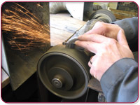 Grinding the edge ready for assembly